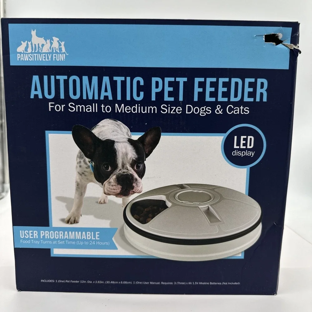 Pawsitively Fun automatic pet feeder for dog cat User Programmable Food Tray NIB